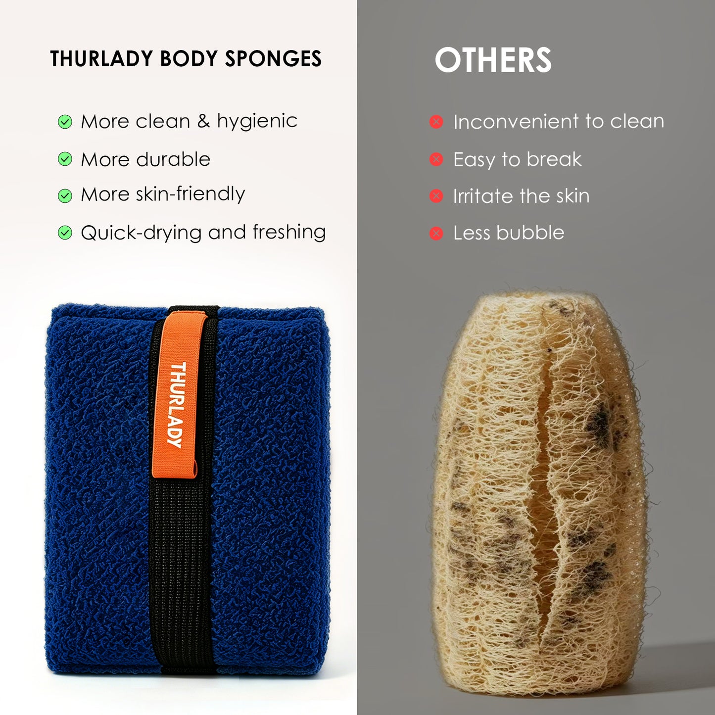 Exfoliating Body Scrubber, Rough Body Scrubber Exfoliator, 2 Pack, Blue & Navy