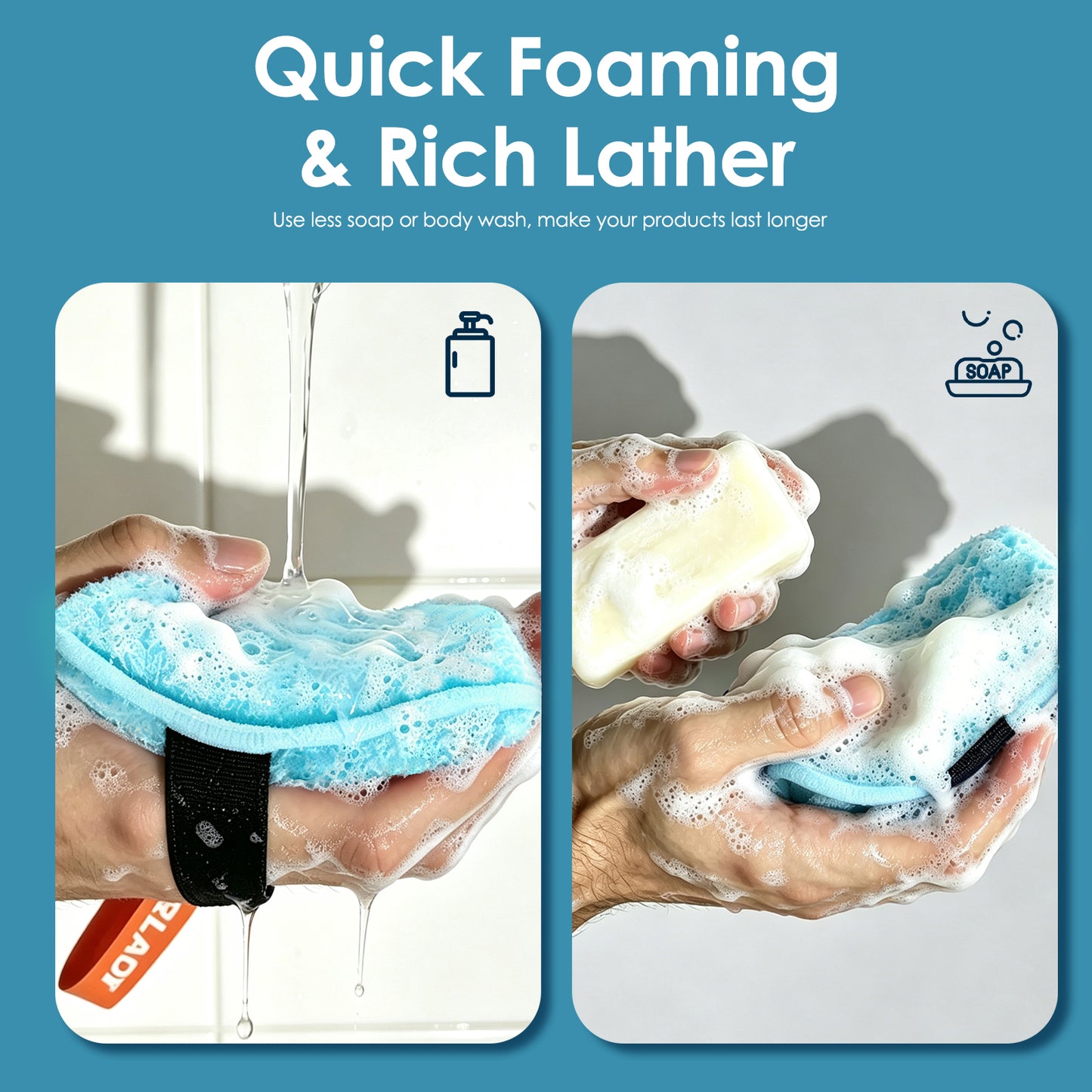 Exfoliating Body Scrubber, Rough Body Scrubber Exfoliator, 2 Pack, Blue
