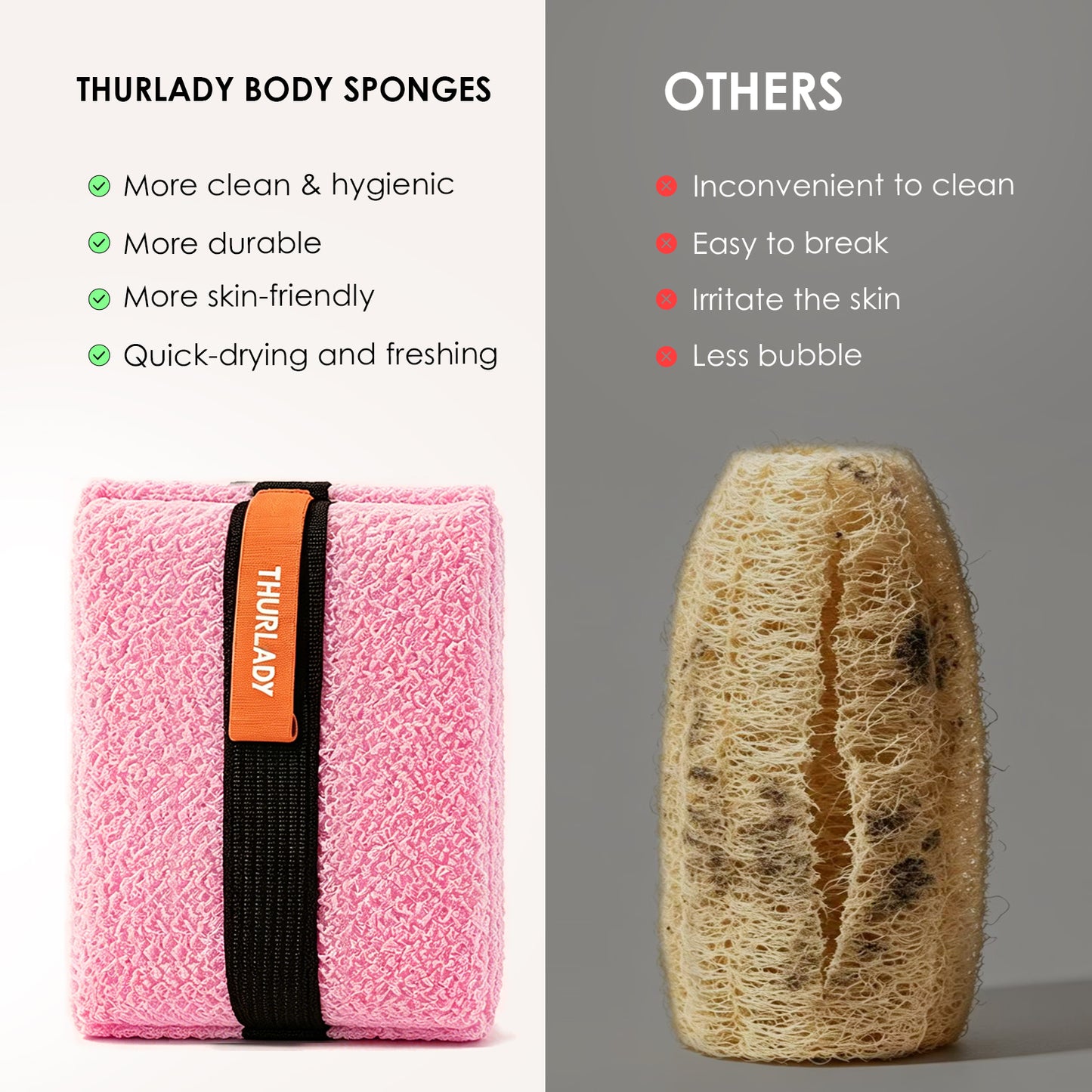 Exfoliating Body Scrubber, Rough Body Scrubber Exfoliator, 2 Pack, Pink