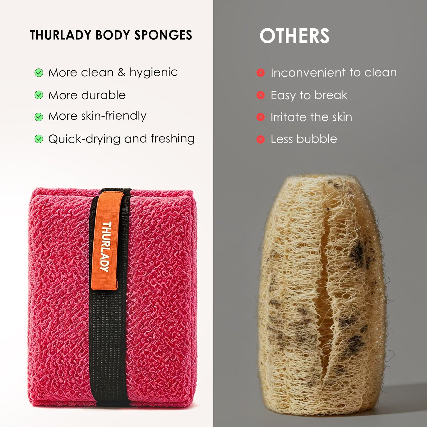 Exfoliating Body Scrubber, Rough Body Scrubber Exfoliator, 2 Pack, Rose
