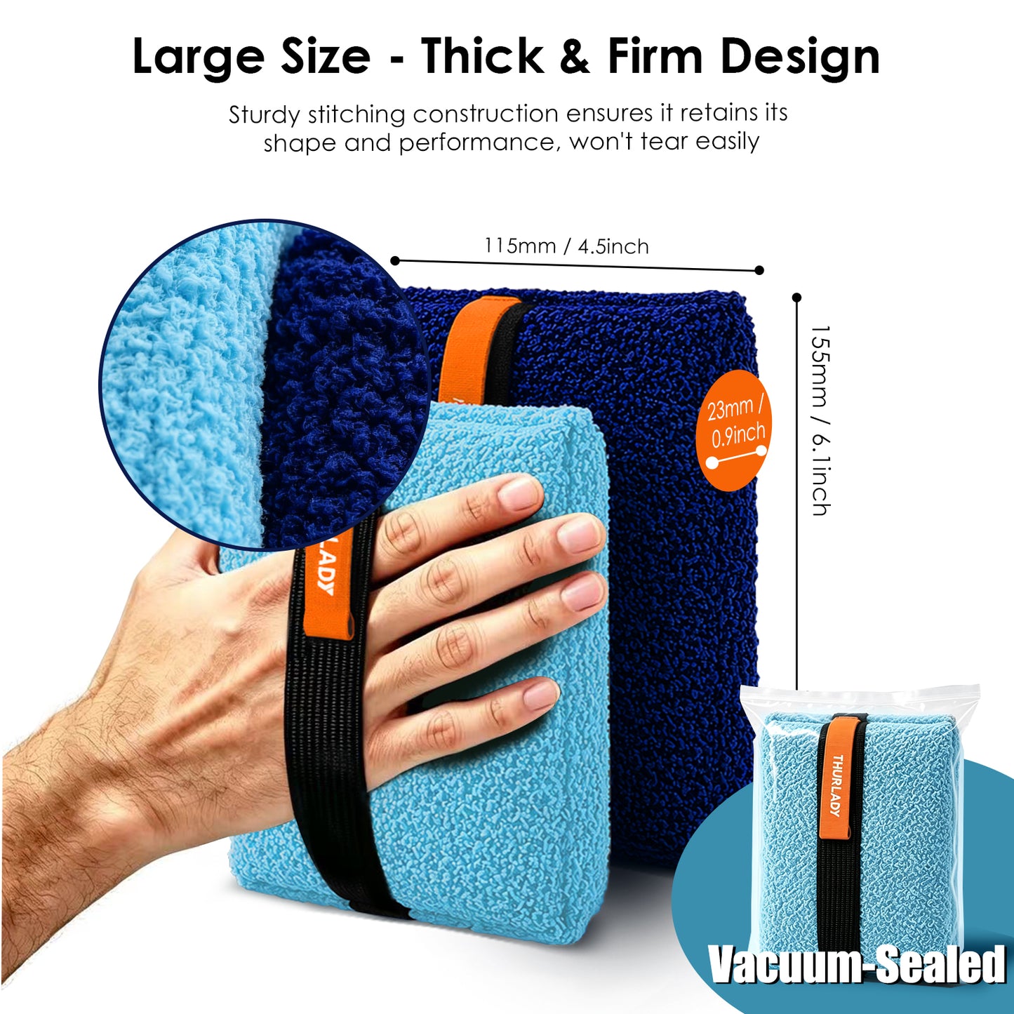 Exfoliating Body Scrubber, Rough Body Scrubber Exfoliator, 2 Pack, Blue & Navy