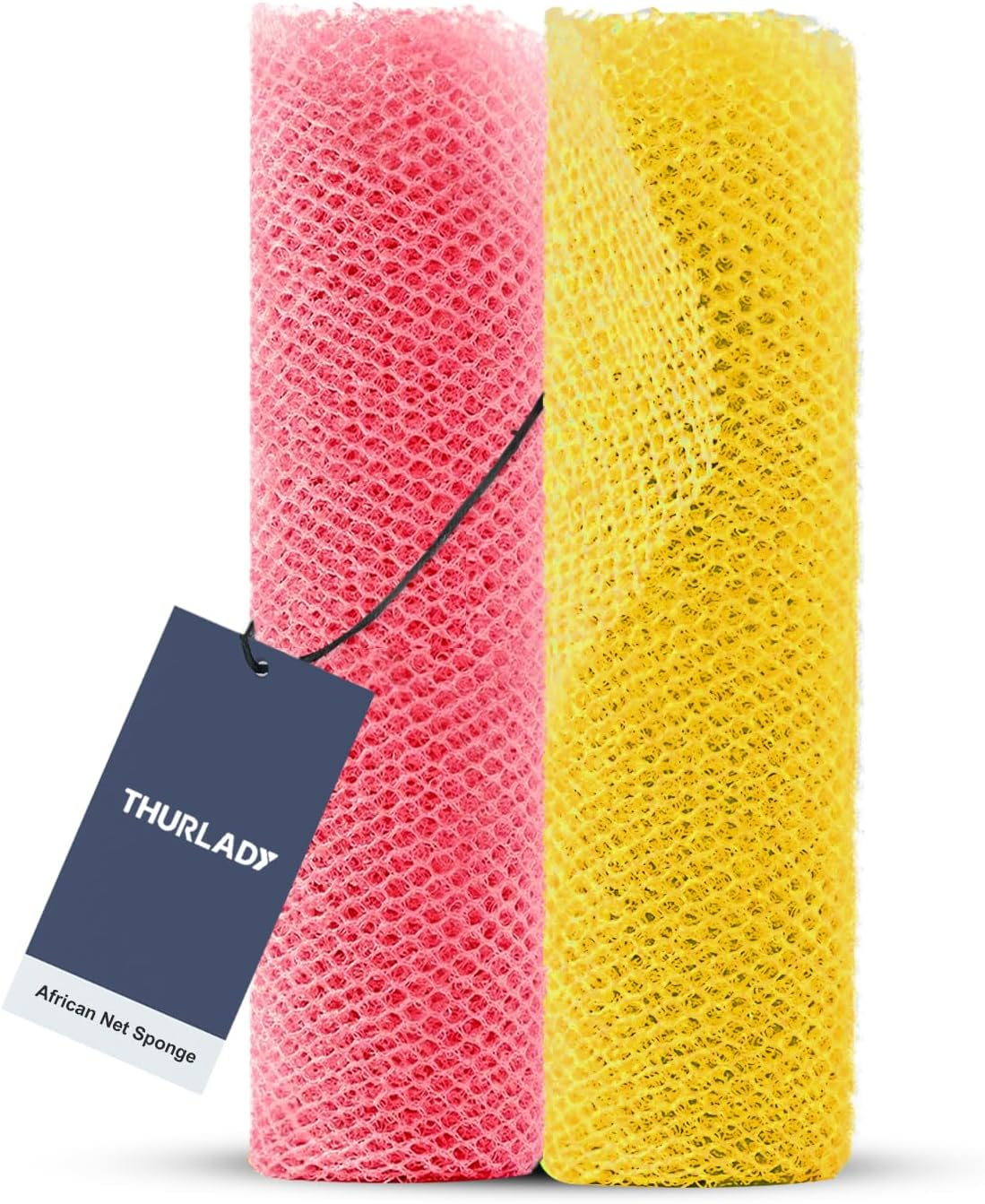 African Bath Sponge, Exfoliating Body Back Scrubber for All Skin Types, Yellow & Pink