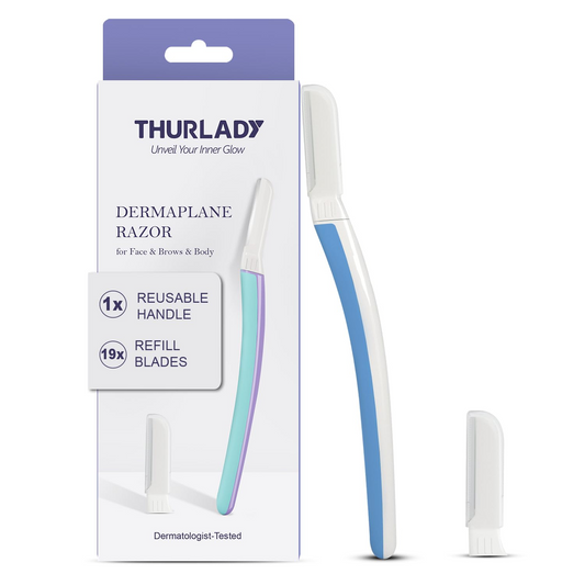 Dermaplane Razor for Women Face (Blue, 1 Razor & 18 Blade Refills)