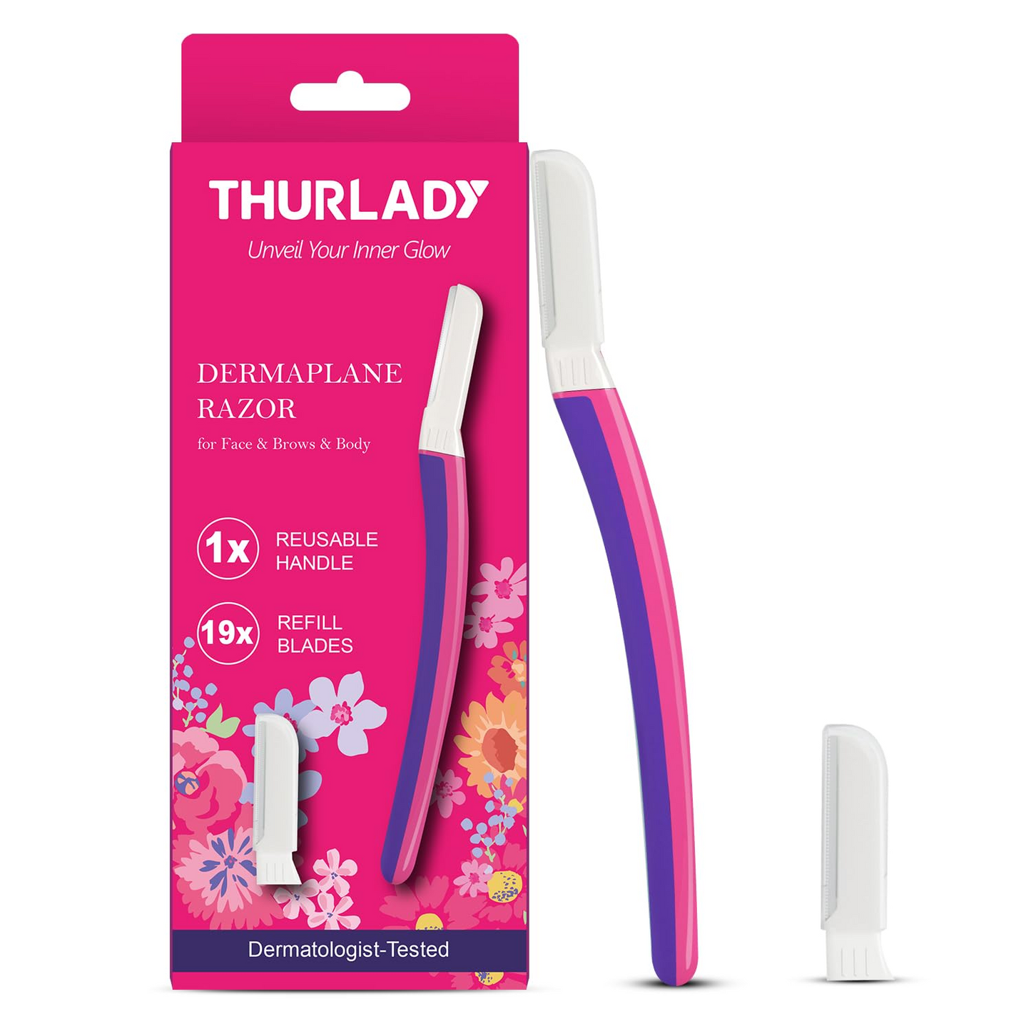 Dermaplane Razor for Women Face (Wisteria, 1 Razor & 18 Blade Refills)