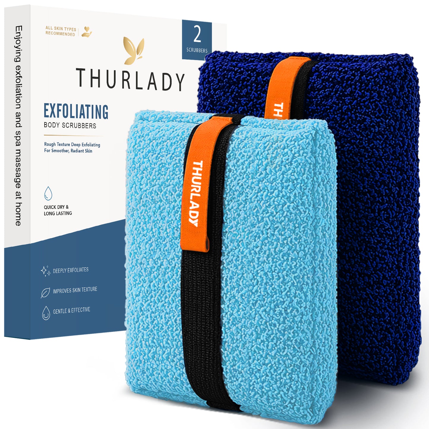 Exfoliating Body Scrubber, Rough Body Scrubber Exfoliator, 2 Pack, Blue & Navy