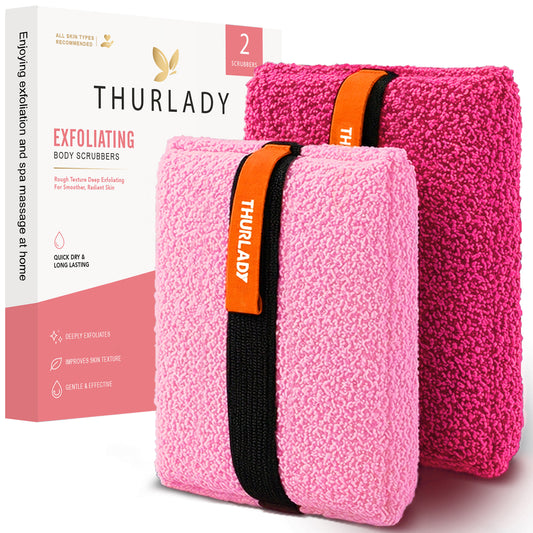 Exfoliating Body Scrubber, Rough Body Scrubber Exfoliator, 2 Pack, Pink & Rose
