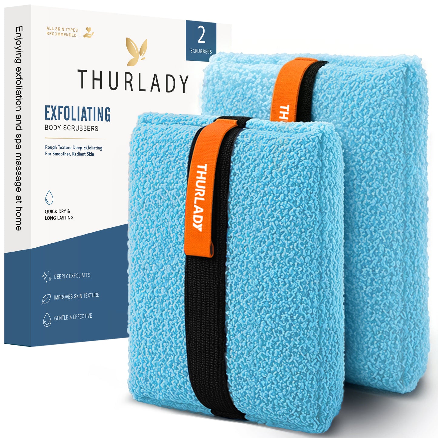 Exfoliating Body Scrubber, Rough Body Scrubber Exfoliator, 2 Pack, Blue