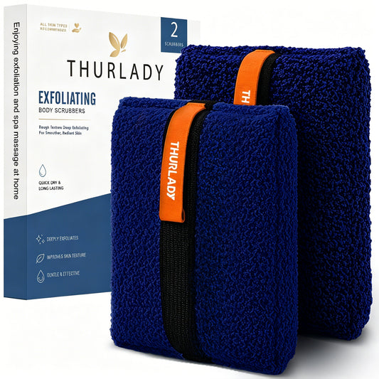 Exfoliating Body Scrubber, Rough Body Scrubber Exfoliator, 2 Pack, Navy
