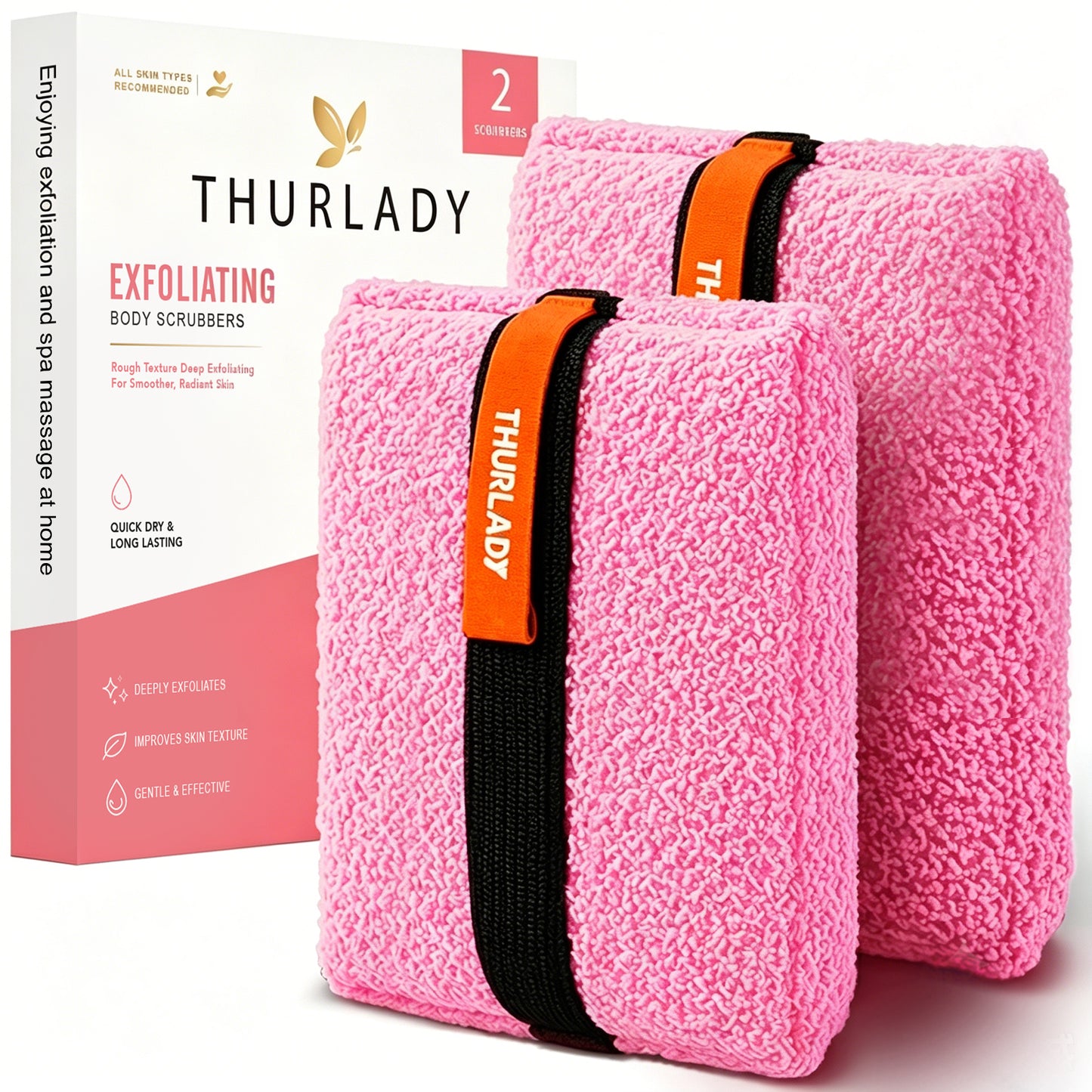 Exfoliating Body Scrubber, Rough Body Scrubber Exfoliator, 2 Pack, Pink
