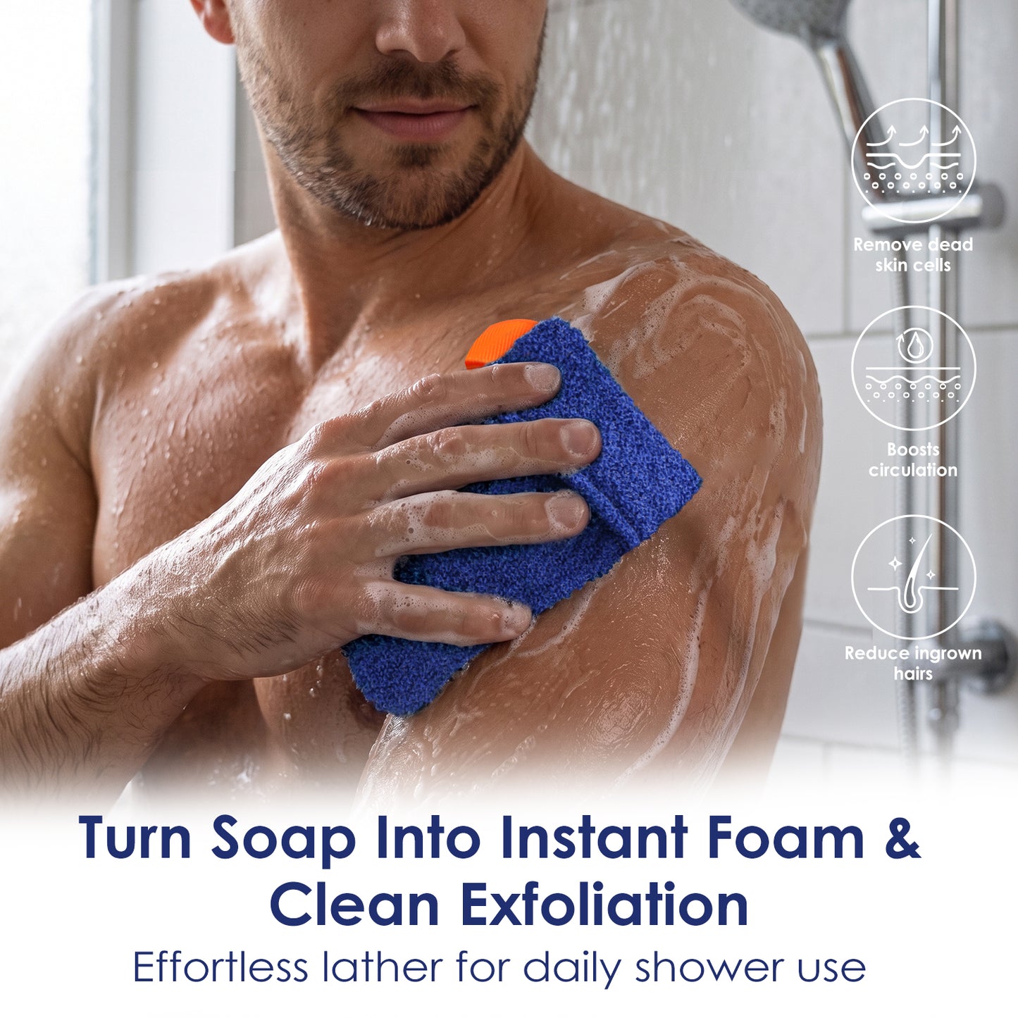 Exfoliating Soap Saver Bags for Deep Cleansing, 2 Pack, Navy