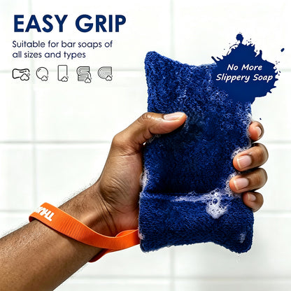 Exfoliating Soap Saver Bags for Deep Cleansing, 2 Pack, Navy
