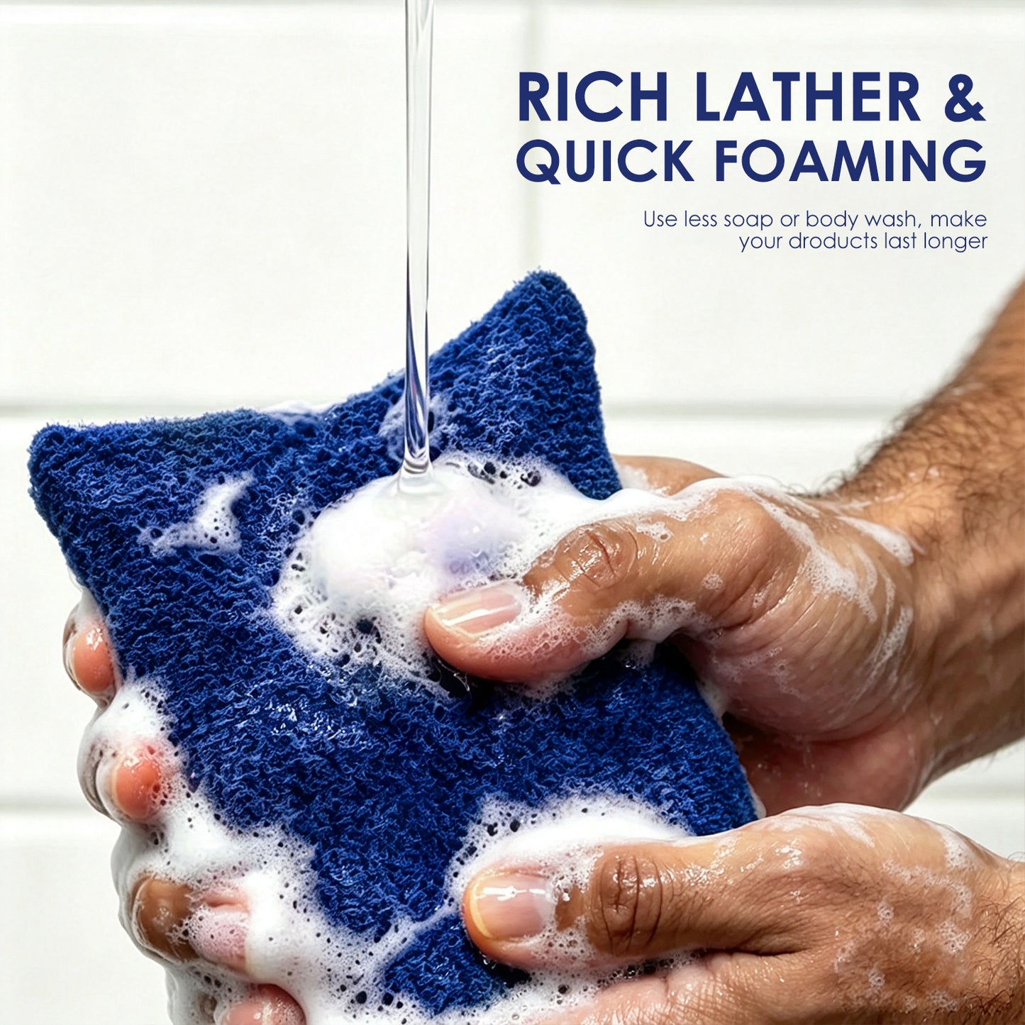 Exfoliating Soap Saver Bags for Deep Cleansing, 2 Pack, Navy