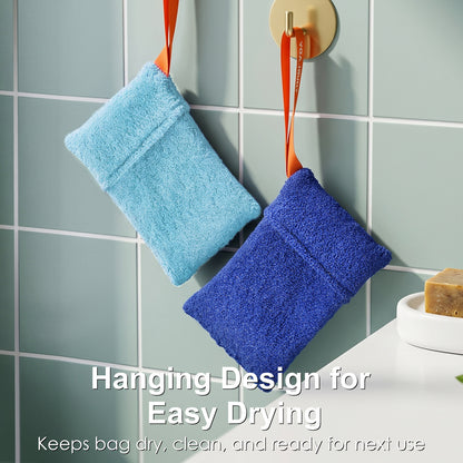Exfoliating Soap Saver Bags for Deep Cleansing, 2 Pack, Navy
