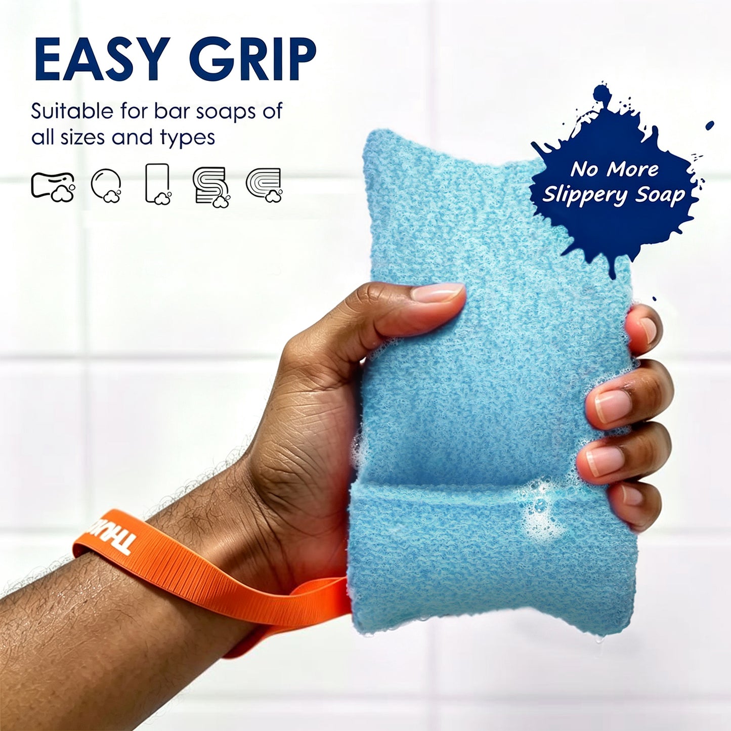 Exfoliating Soap Saver Bags for Deep Cleansing, 2 Pack, Blue