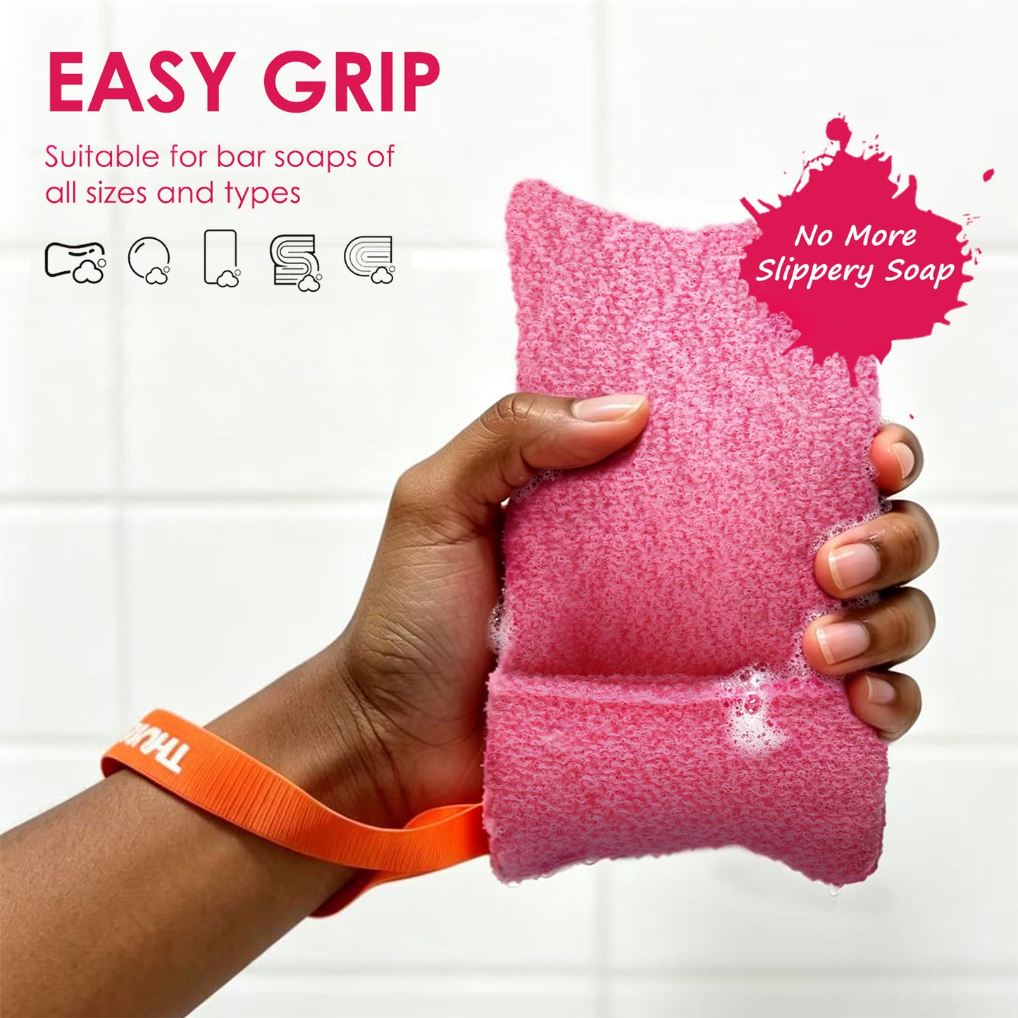 Exfoliating Soap Saver Bags for Deep Cleansing, 2 Pack, Pink