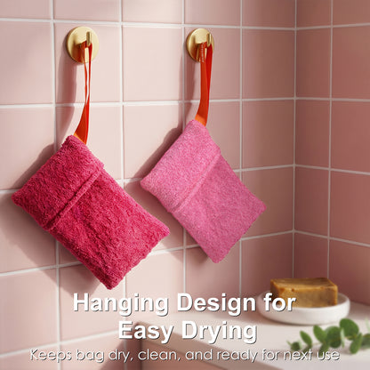 Exfoliating Soap Saver Bags for Deep Cleansing, 2 Pack, Rose
