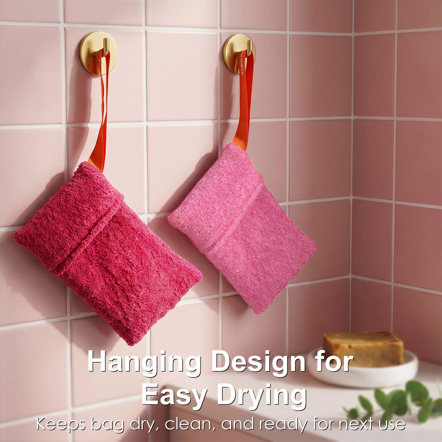 Exfoliating Soap Saver Bags for Deep Cleansing, 2 Pack, Pink